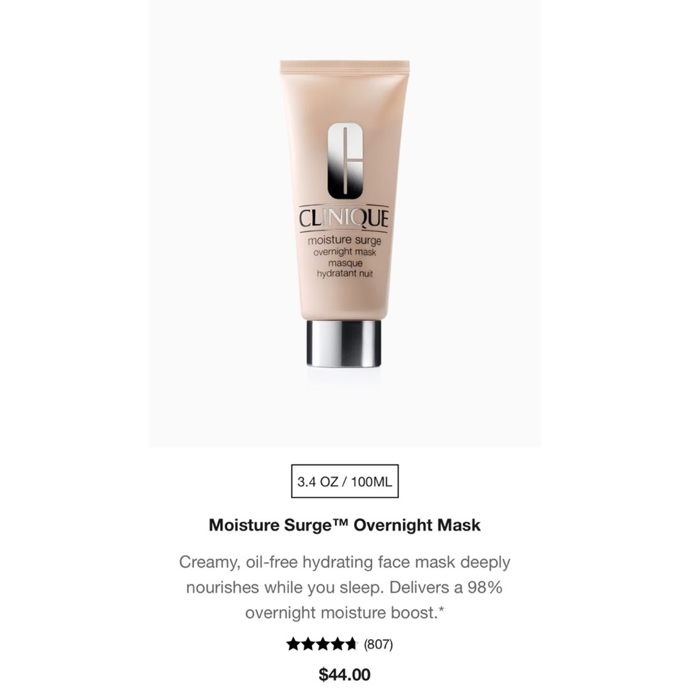 Clinique Moisture Surge Overnight Mask Full Size Dry to Oily NEW 3.4 oz - Picture 7 of 7